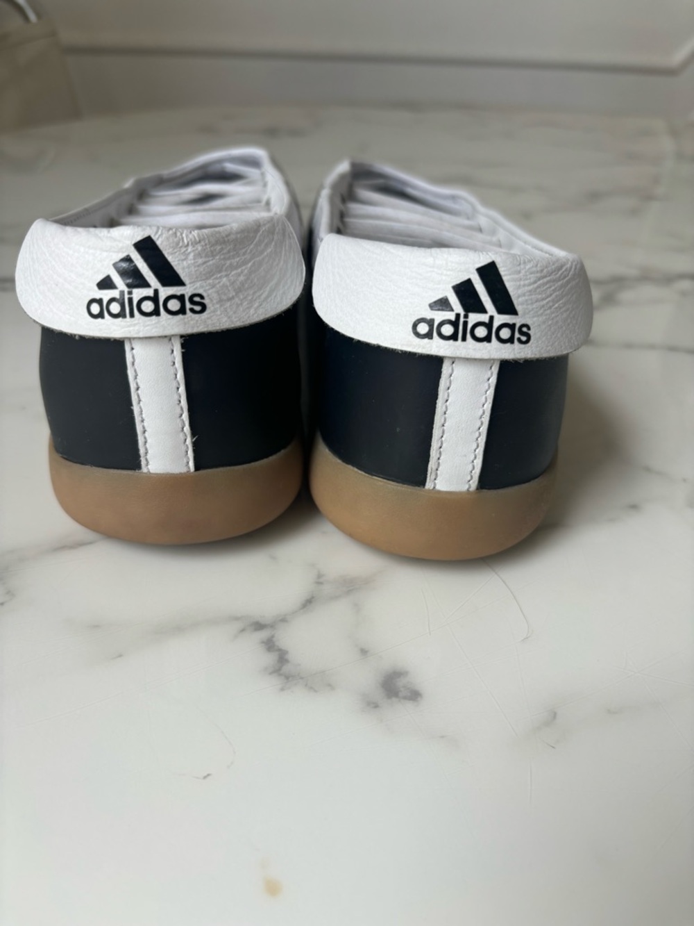 Adidas Women’s Taekwondo Mei Black and White Leather Lace-Up Ballet Sneakers - Picture 3 of 4